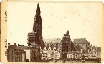 De zuidertoren en het zuidertransept in restauratie, ca. 1873-74, Antwerpen, Architectuurarchief Provincie Antwerpen., Onze-Lieve-Vrouwekathedraal,