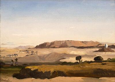 Jean Portaels, Egyptisch landschap, , olieverf op paneel, Privéverzameling