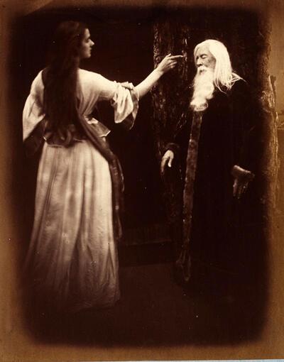 Julia Margaret Cameron, Vivien and Merlin; Illustrations to Tennyson’s Idylls of the King, 1874, albuminedruk van een nat collodiumnegatief, fotografie,