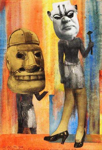 Hannah Höch, fotocollage uit de reeks Aus einem Ethnographischen Museum, spoken