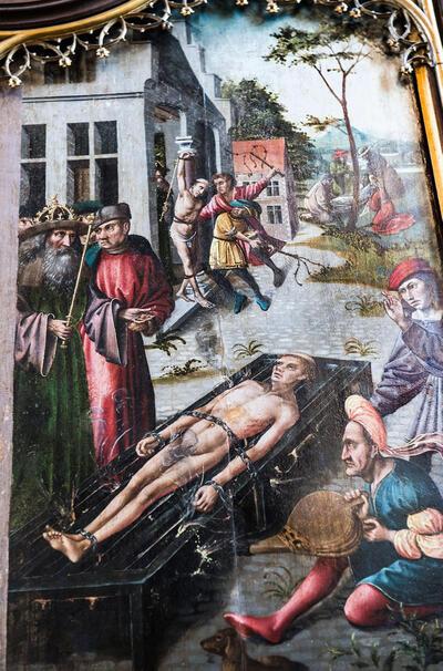 Bocholt Laurentius werd gemarteld met zwepen en op het gloeiende rooster