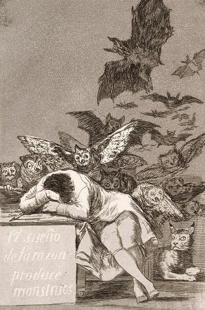 Museum De Reede, Francisco Goya, El sueno de la razon produce monstruos, 1799, ets / aquatint (Los Caprichos) Museum De Reede, Antwerpen