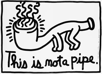 Keith Haring, Hulde aan René Magritte, This is not a pipe, 1989 