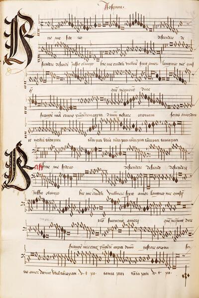 Brussel, KBR, ms. 9126, fol. 172v, Josquin des Prez, motet Huc me sidereo, Petrus Alamire,
