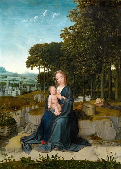 Gerard David (+1523), Rust tijdens de vlucht naar Egypte, olieverf op paneel, Petrus Alamire,