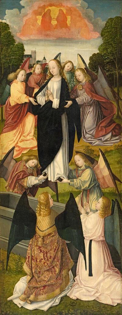 Meester van het Amsterdamse Sterfbed van Maria, Tenhemelopneming van Maria, ca. 1500, olieverf op paneel, petrus alamire,