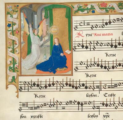 Mechelen, SA, ms. s.s, fol. 49v, Pierre de la Rue, Missa Ave Maria, detail, Petrus Alamire