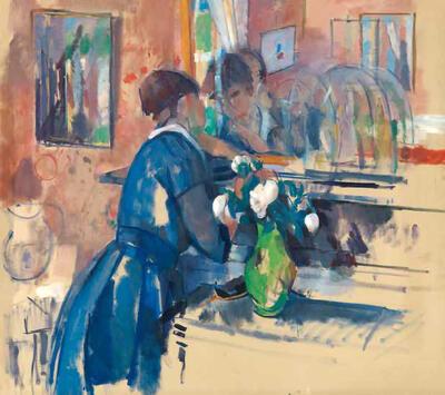 Rik Wouters, Dame in het blauw voor een spiegel, [1914], olieverf op doek, 