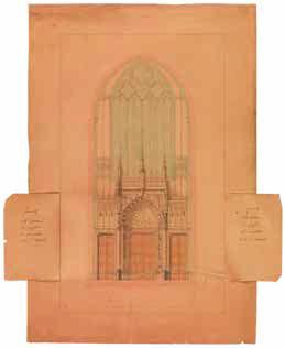 Joseph Claes & Jean Dero, ontwerp voor een tochtportaal in het zuidtransept, ca.1854, Antwerpen, Kathedraalarchief (in depot bij het Architectuurarchief Provincie Antwerpen), Onzer-Lieve-Vrouwekathedraal,