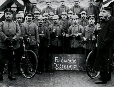 De Duitse Feldwache (veldwacht) in Overijse, 13 januari 1915, groote oorlog,