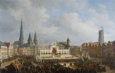 De prijsuitreiking aan de laureaten van de Gentse Nijverheidstentoonstelling in 1820 M.I. van Bree, STAM – Stadsmuseum Gent, Nederlanden,