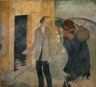Gustave Van de Woestyne, Gastvrijheid voor vreemdelingen, 1920, fresco gemaroufleerd op polyester, Nervia,