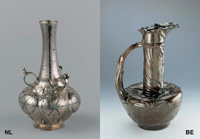 Design, Frans Zwollo, 1900, zilver en turkoois RIJKSMUSEUM, AMSTERDAM, Philippe Wolfers, ‘Les Lys’, 1897, brons DESIGN MUSEUM, GENT