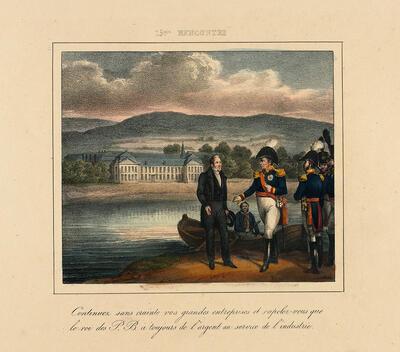 Koning Willem I ontmoet de industrieel Cockerill J.-L. Van Hemelryck, 1829, Rijksmuseum Amsterdam, Nederlanden,