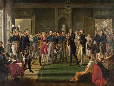 De kroonprins in de textielfabriek van Jan Rosseel in Gent, P. van Huffel, 1817, STAM – Stadsmuseum Gent, Nederlanden,