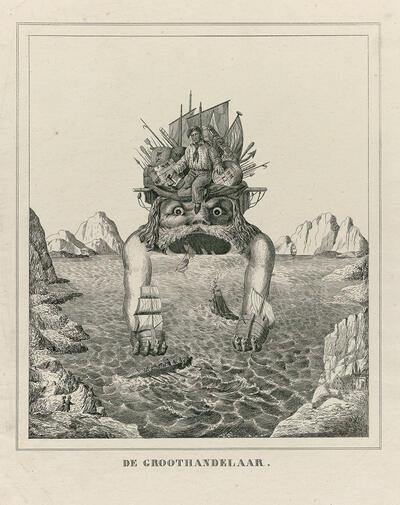 Spotprent op de oprichting van de Nederlandse Handelmaatschappij, 1824, Rijksmuseum Amsterdam, Nederlanden,