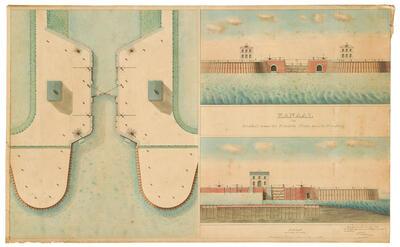 Plan van de sluis in Klein-Willebroek op het kanaal Brussel-Schelde 1825, Nederlanden,