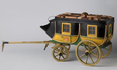 Schaalmodel van de postwagen Amsterdam-Gent, Nederlanden,