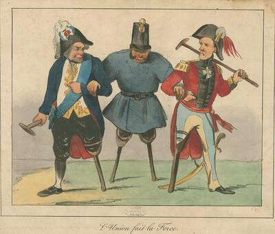 Spotprent op de Belgische opstandelingen, Nederlanden,