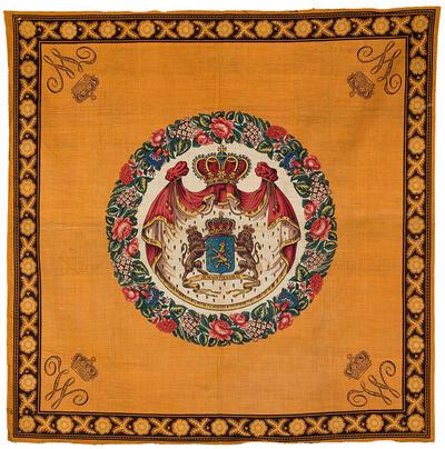 Orangistische sjaal, Katoendrukkerij F. De Vos en Voortman, ca. 1835, Nederlanden,