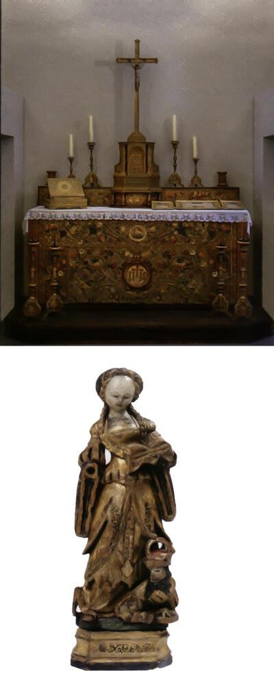 Altaar in stro, H. Catharina van Alexandrië, Mechelen, 1520-1530, gepolychromeerd hout, mindere,