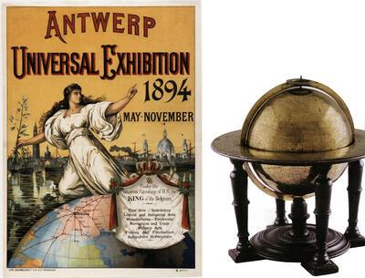 MAS, Affiche voor de wereldtentoonstelling van 1894, Toegeschreven aan Raphaël Lagye, Aardglobe, Kopie naar Petrus Plancius