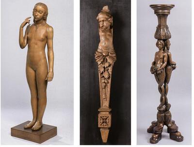 Rik Wouters, Ernest Wijnants, Puberteit, 1933, hout, Cherubijn, hout, Frans Wouters, meermin en meerman, hout