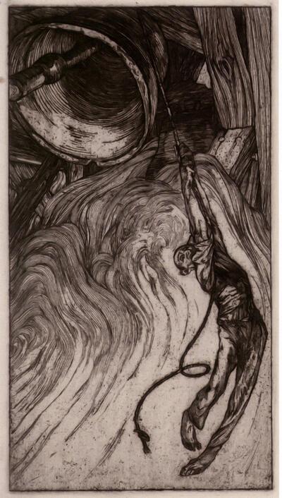 Le Sonneur ( 19 12), ets van Ramah bij het gedicht van Emile Verhaeren in de bundel Les Villages illusoires