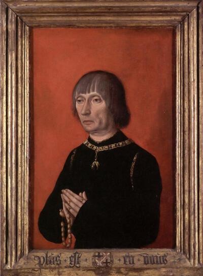 Portret van Lodewijk van Gruuthuse, Meester van de Vorstenportretten, Brugge, Gruuthusemuseum, miniatuur,