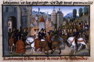 Aelis wordt voor haar huwelijk met Hendrik van Metz in Metz ontvangen, miniatuur,