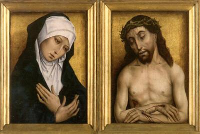 Maria en de Nood Gods, Simon Marmion en zijn atelier - Musea Brugge, miniatuur,