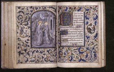 Getijdenboek ten gebruike van Rome, ff. 75v-76r. Visitatie, miniatuur,