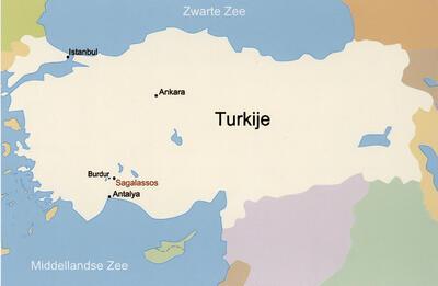 Sagalassos bevindt zich in het zuidwesten van Turkije, zo'n honderd kilometer ten noorden van Antalya