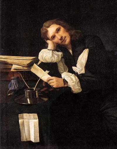 Hermitage, Michiel Sweerts, Portret van een jongeman, zelfportret, olieverf op doek,