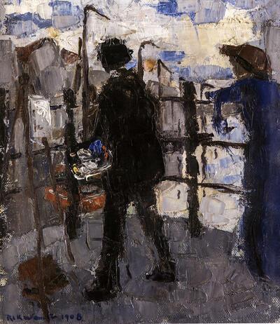 Rik Wouters, De schilder op de Hoogbrug in Mechelen, 1908, olieverf op doek, 