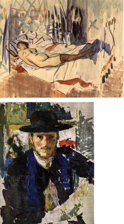 Rik Wouters, Rustende vrouw, aquarel op papier,