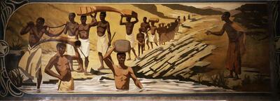 Koloniale Kunst, Adolphe Crespin en Edouard Duyck, Regio van de Kristalbergen. Karavaan van dragers, 1897, olieverf op doek,