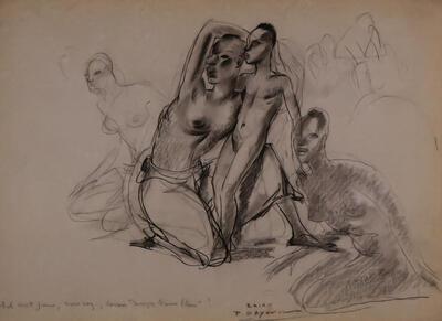 Paul Daxhelet, Moederschap, z.d., houtskool, koloniale kunst