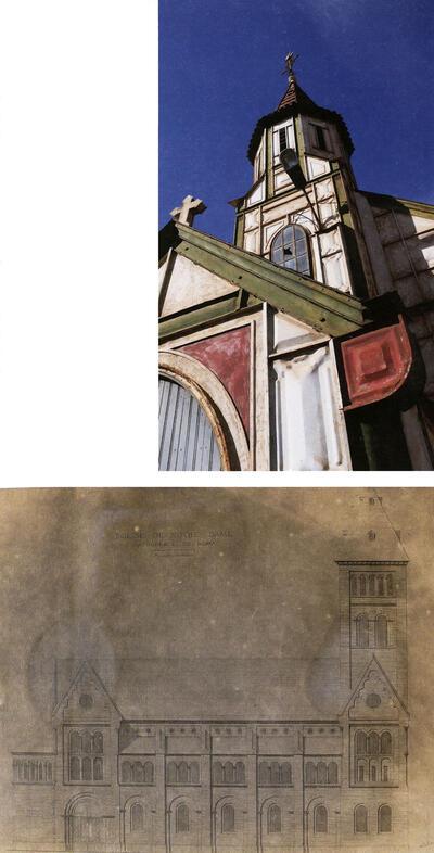 De metalen kerk van Boma, Gevelontwerp voor de nieuwe kathedraal te Boma, koloniale kunst,