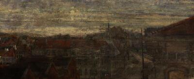 James Ensor, Zicht op Phnosië. Lumineuze golven en vibraties (ook De daken van Oostende (aan de Van lseghemlaan)), 1890, Olieverf op doek