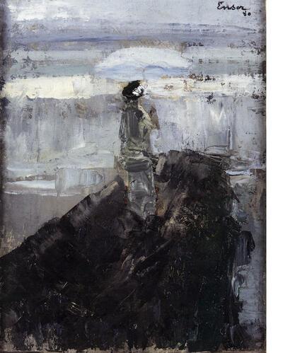 Dame op de golfbreker, 1880, Olieverf of doek, James Ensor,