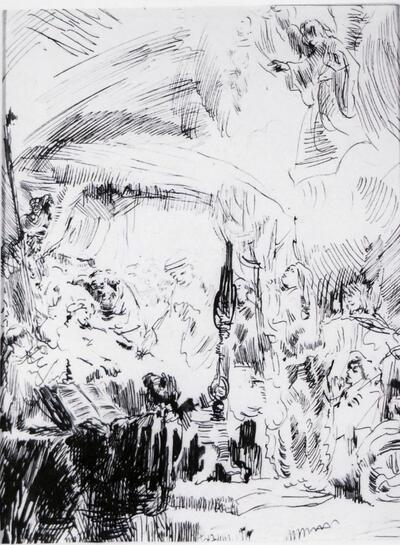 James Ensor, Kopie naar Rembrandt "De dood van de H. Maagd", omstreeks 1885 (?), Oost-Indische inkt, 