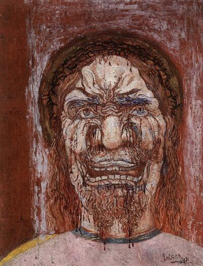 James Ensor, De man van smarten, 1891, Olieverf op paneel,