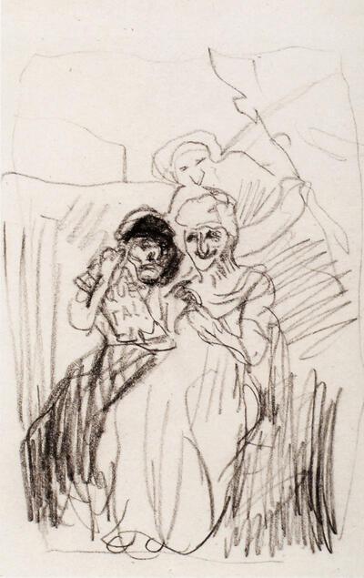 James Ensor, Kopie naar Goya " De oude dames of de tijd",