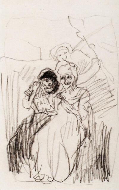 James Ensor, Kopie naar Goya " De oude dames of de tijd",