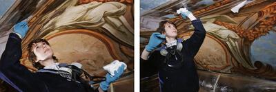 Restauratie van de plafondschildering in de sacristie van de abdijkerk Sint-Servaas, Grimbergen
