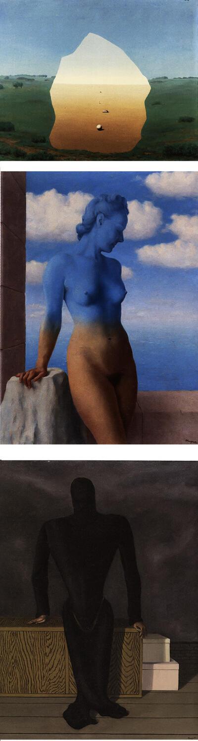 Musée, Museum, René Magritte, Le Baiser (De kus), 1938, La Magie noire (Zwarte magie), 1945, olie op doek, La Voleuse (De dievegge), 1927, 