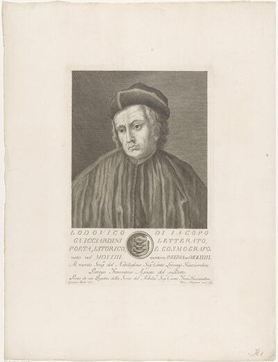 Francesco Allegrini naar een tekening van Giuseppe Zocchi, Portret van Lodovico Guicciardini