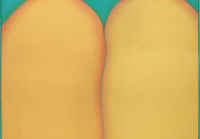 Huguette Caland, Bribes de corps, 1973, Oil on linnen, 152,4 x 152,4