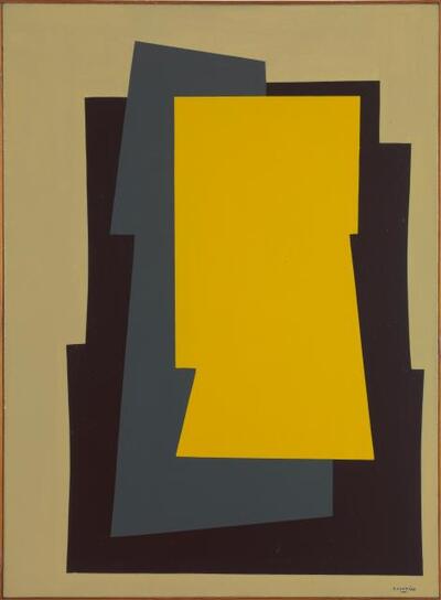 Amédée Cortier, Compositie met twee kleuren geel, grijs en zwart, 1960 – 1965 